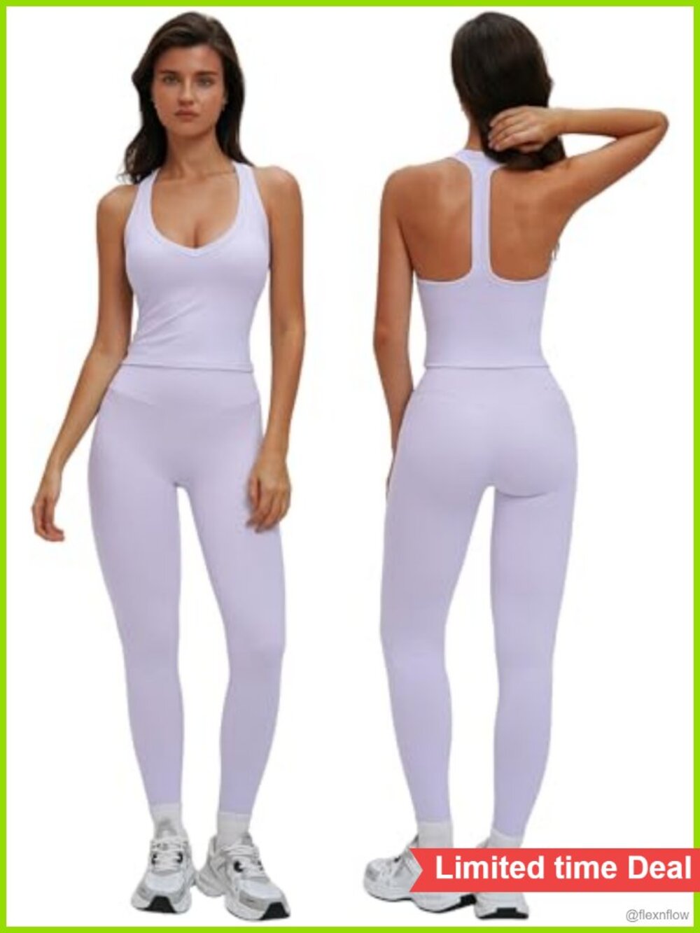 Women 2 Piece Workout Set Racerback Tank Leggings Yoga Active Outfit